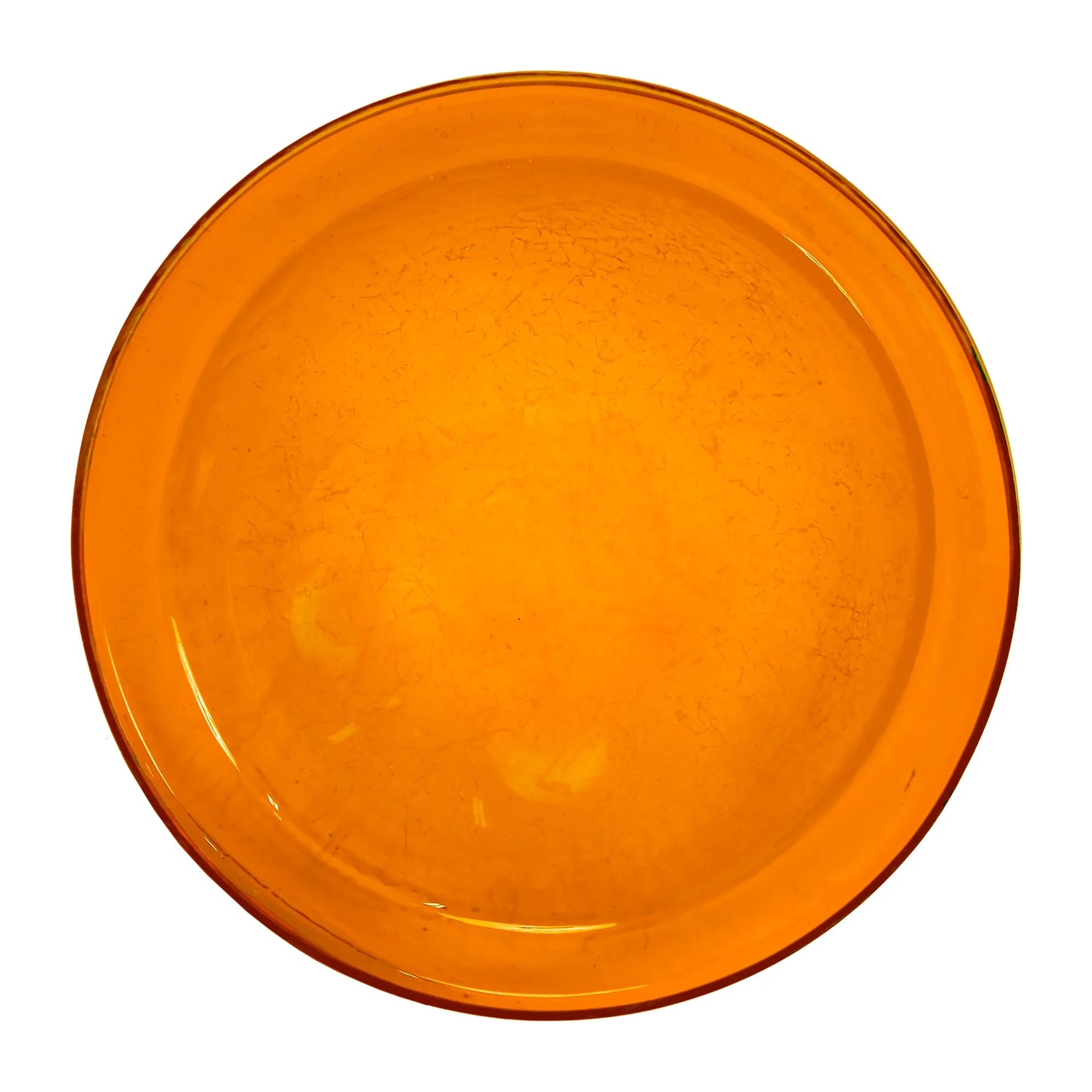 Orange plastic plate on a white background