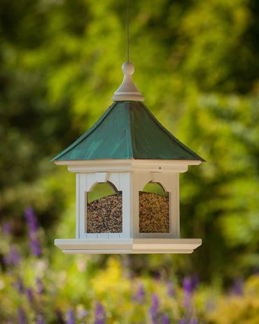 Copper Roof Bird Feeder with Large Capacity - Hanging