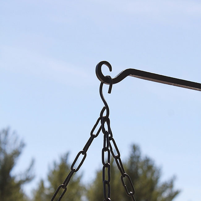 Close-up of the hook end of the Heavy-Duty Metal Wall Hook, designed for secure hanging of baskets and feeders