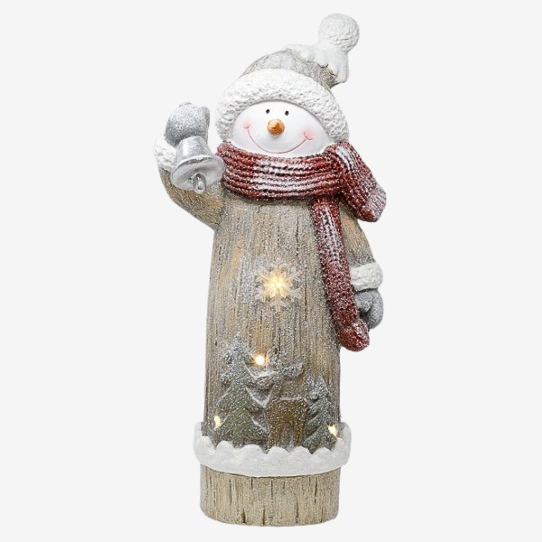 LED Winter Snowman Door Greeter with glowing lights, wearing a scarf and top hat, adding a festive and illuminated touch to your holiday entrance
