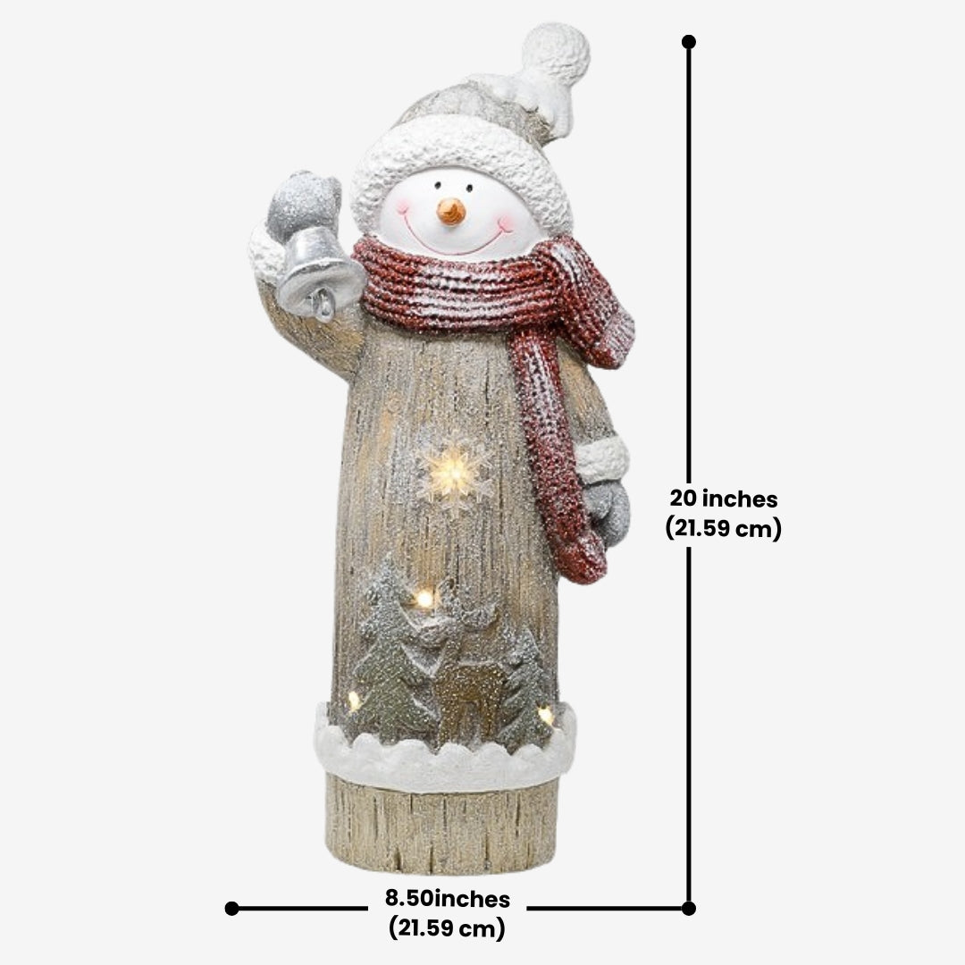 LED Winter Snowman Door Greeter with glowing lights, wearing a scarf and top hat, adding a festive and illuminated touch to your holiday entrance