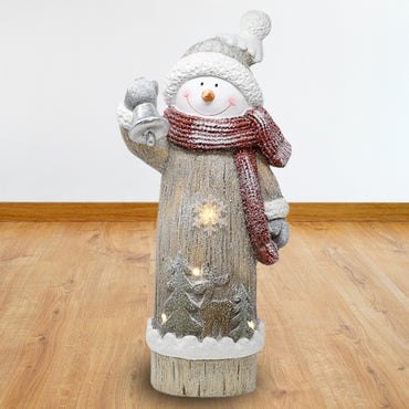 LED Winter Snowman Door Greeter with glowing lights, wearing a scarf and top hat, adding a festive and illuminated touch to your holiday entrance