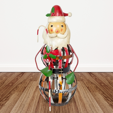 Santa Recycled Metal Door Greeter, an eco-friendly holiday decoration perfect for welcoming guests