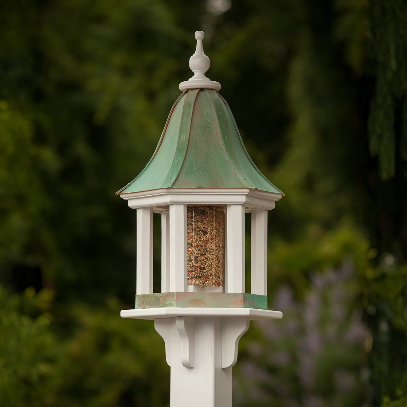 Bell Column Copper Roof Bird Feeder
