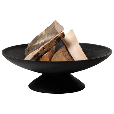 The Rustic Glow Firepit Bowl with its measurements displayed, highlighting the spacious 22" bowl and 8.25" height for efficient burning.
