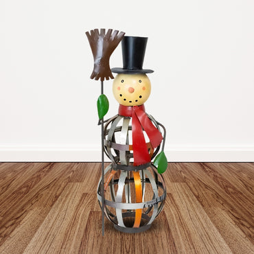 Recycled Metal Snowman Door Greeter, adding a sustainable and cheerful touch to your holiday entryway