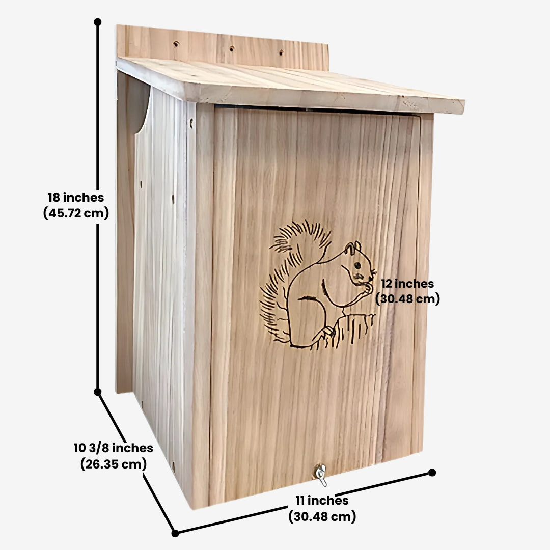 Squirrel House by Prime Retreat – A beautifully crafted wooden shelter designed to provide a cozy home for backyard squirrels