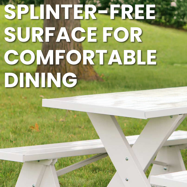 SunnySide 6' Picnic Table Set in outdoor garden, featuring a splinter-free surface for comfortable dining
