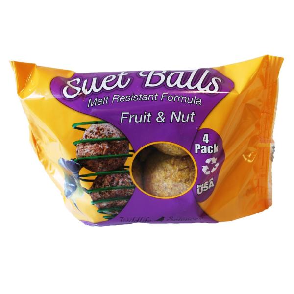 Wrapped pack of Fruit & Nut suet balls for birds