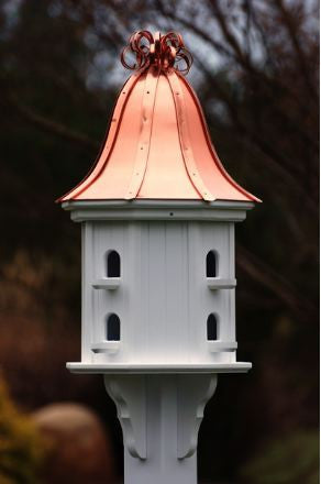Copper Roof Dovecote Birdhouse with Copper Ribbon Finial