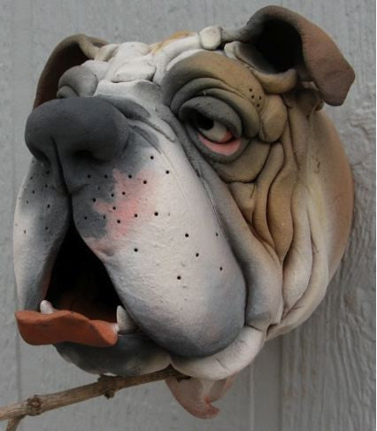 Bull Dog Ceramic Birdhouse