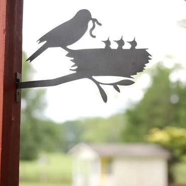 Mama Feeding Chicks Garden Sculpture- Right Facing