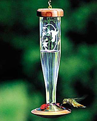 Crystal Etched Hummingbird Feeder