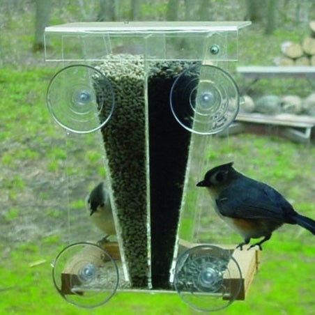 Window Bird Feeder with Double Seed Bins