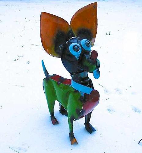 recycled metal yard art