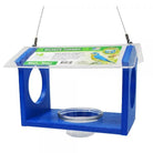 Bluebird canteen bird feeder with a clear bowl on a white background