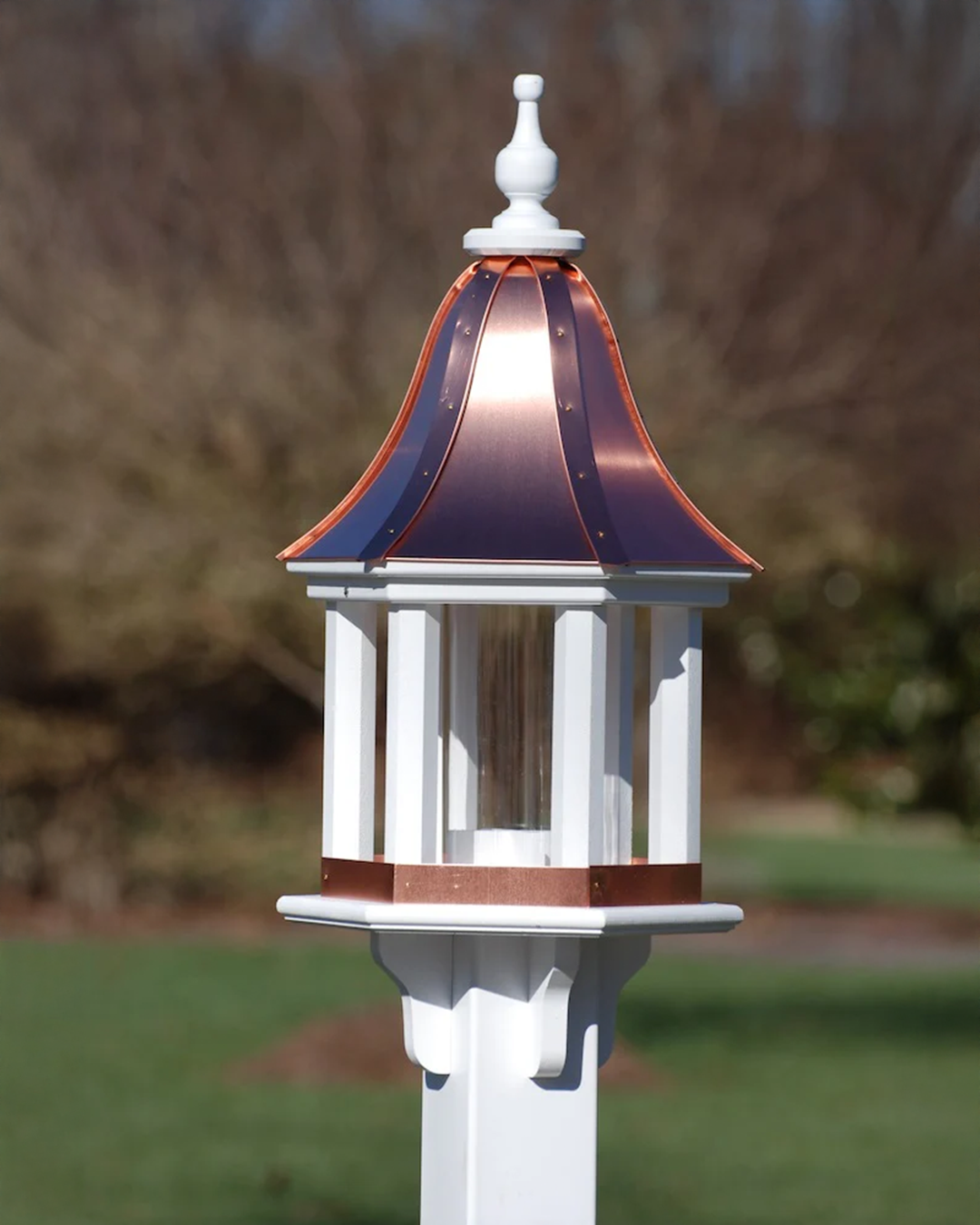 Copper Roof Bird Feeder Column Style - 28x12