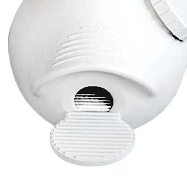 Close-up of a white ceiling light fixture on a white background