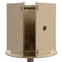 4x4 Post Steel Ground Socket – Heavy-duty steel anchor for birdhouses, feeders, signs, and outdoor décor. 20" deep shaft with a spiral auger for stability. Secure grip with dual threaded rods or bolt-through mounting. Durable tan powder-coated finish blends with outdoor spaces. Made in the USA.