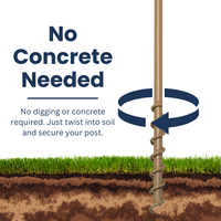 4x4 Post Steel Ground Socket – Heavy-duty steel anchor for birdhouses, feeders, signs, and outdoor décor. 20" deep shaft with a spiral auger for stability. Secure grip with dual threaded rods or bolt-through mounting. Durable tan powder-coated finish blends with outdoor spaces. Made in the USA.