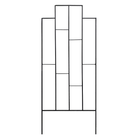 64" Contemporary Black Metal Trellis – Sleek, geometric design with staggered rectangles for modern elegance. Durable steel construction with a matte black powder-coated finish for weather resistance. Open grid supports climbing plants and vines. Easy installation with dual 11.5" ground stakes. Measures 24"W x 64"H. Perfect for adding structure and style to any garden.