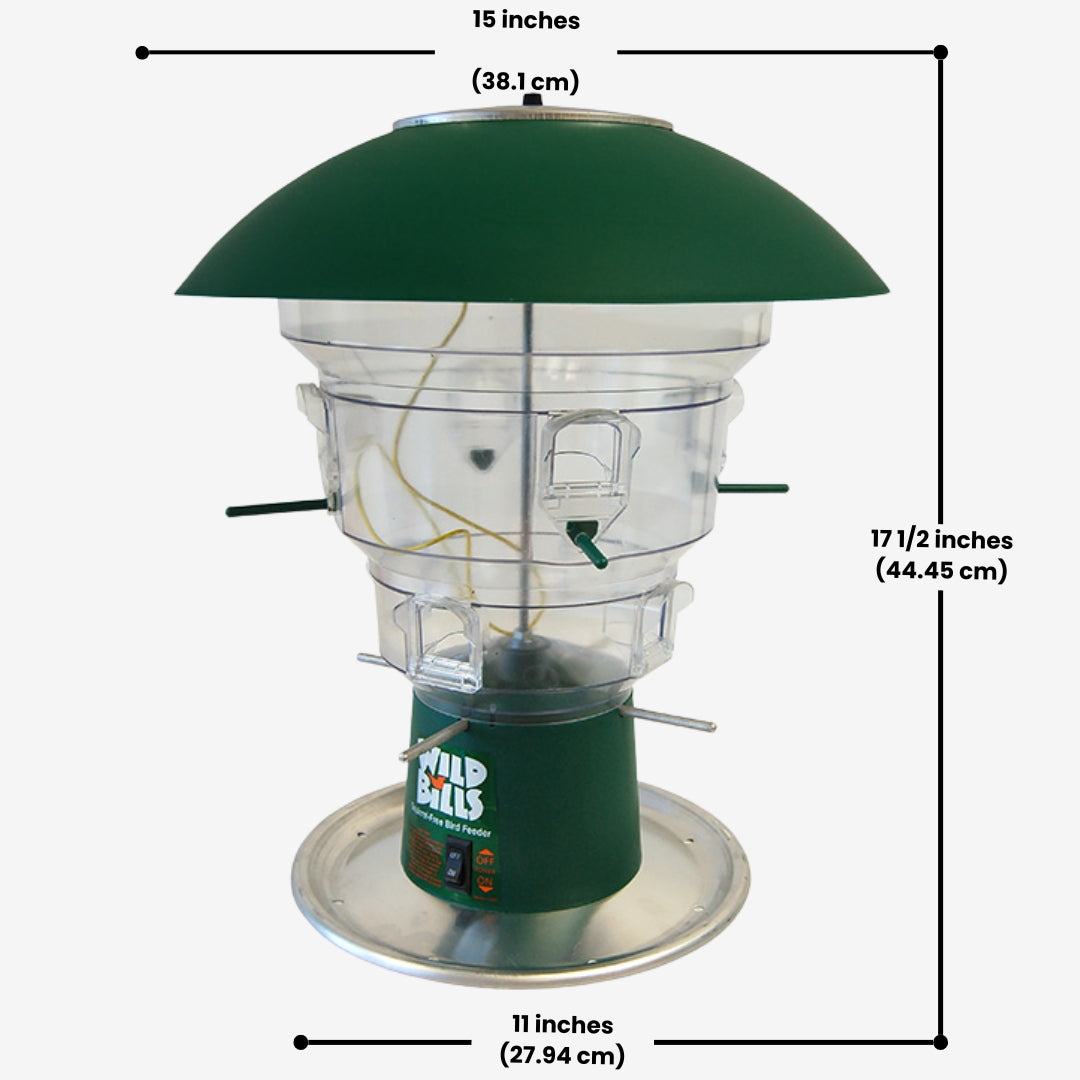 8-Port Wild Bill's Squirrel Proof Bird Feeder with advanced electronic technology to deter squirrels and attract more birds