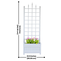 White Camelot Planter Trellis Set (2-Pack) – Create an elegant entryway with these durable, weather-resistant vinyl planters with attached trellises. Classic paneled bases and decorative lattice structures support climbing plants while adding height and charm. UV-protected, fade-resistant, and maintenance-free. Easy assembly. Each measures 28"W x 16"D x 80"H. Made in the USA with a 20-year warranty. Perfect for gardens, patios, and doorways.