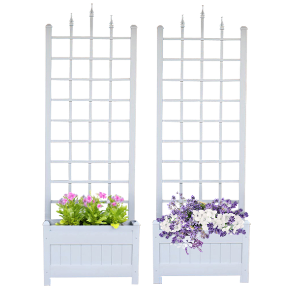 white trellis with planter 80