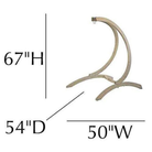 Measurement chart of a hammock stand with dimensions 67"H, 54"D, and 50"W on a white background.
