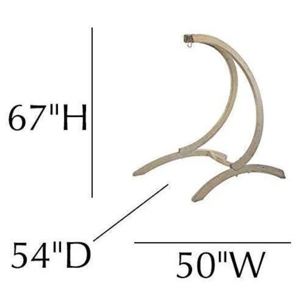 Measurement chart of a hammock stand with dimensions 67"H, 54"D, and 50"W on a white background.