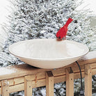 Heated bird bath with a sturdy deck mount, perfect for winter bird care by Allied Precision