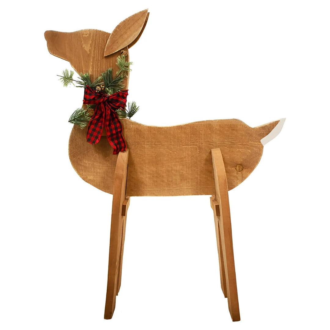 Amish-Made Wooden Doe Statue - Handmade Christmas Decoration – The