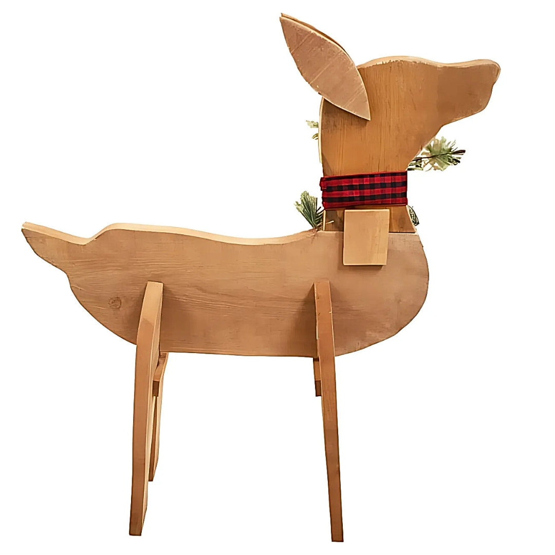 Amish-Made Wooden Doe Statue - Handmade Christmas Decoration – The