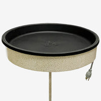 Beige Erva heated bird bath with pole, ideal for preventing water from freezing in cold weather