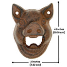 Cast iron pig-shaped bottle opener with rustic finish