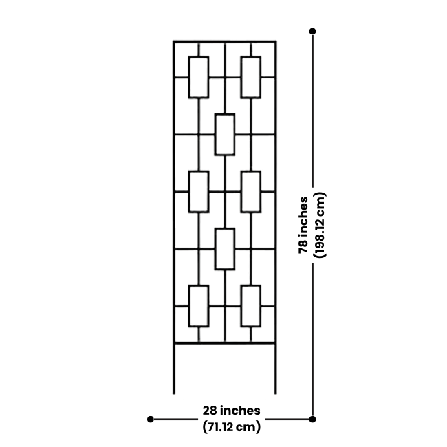 A visual of the Contemporary Plant Climber Trellis with its dimensions shown (23" x 78"), highlighting its sturdy metal construction and sleek black finish.