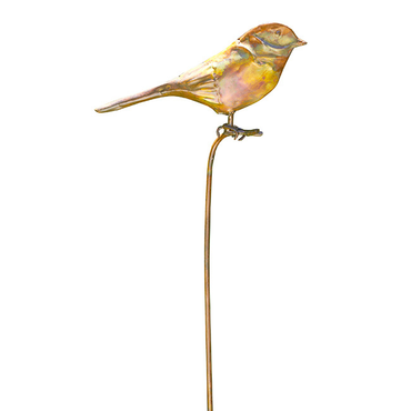 Close-up of CopperGlow Bird Staked Garden Accent showing intricate bird detailing and sturdy metal construction