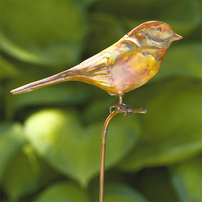 CopperGlow Bird Staked Garden Accent showcasing a beautiful bird perched on a stake, adding elegance to outdoor spaces