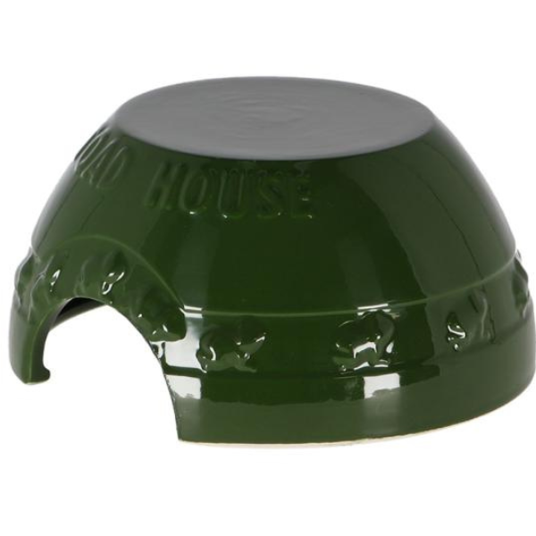Green plastic stool with 'House' branding on a white background