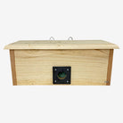 Coveside winter roost with horizontal design, offering birds warmth and protection.
