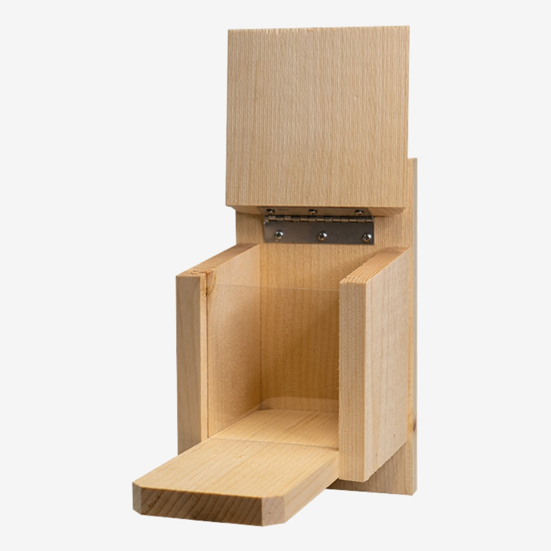 Coveside Peanut Feeder for Squirrels – A durable wooden box that provides a reliable food source for squirrels and wildlife.