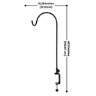 Extra-Large Deck Rail Hanger – Heavy-duty steel clamp fits wide deck rails (2"–5.625"). Tool-free installation with secure thumbscrews. Curled hook supports up to 10 lbs for feeders, spinners, or baskets. Swiveling arm for easy access. Black powder-coated finish for durability. Made in the USA.