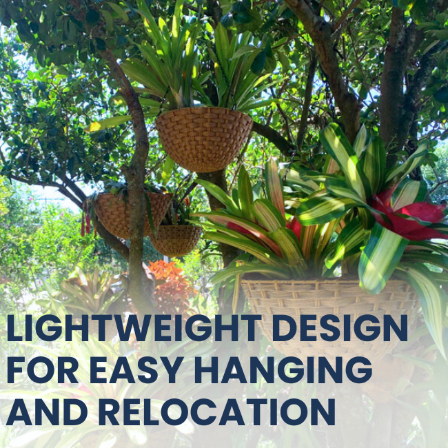Resin wicker hanging flower basket filled with lush greenery, featuring an S-hook for secure installation and a weather-resistant design for year-round beauty.