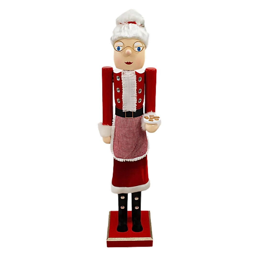 nutcracker lady with big dress Wooden Mrs. Claus Statue Cookies and welcoming smile lend Baby Girls Blue Belt AMERICAN FLAG Size:16.5 L 34-35