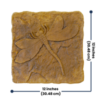 Golden Wing Dragonfly Stepping Stone dimensions with a clear 12"L x 12"W size.
