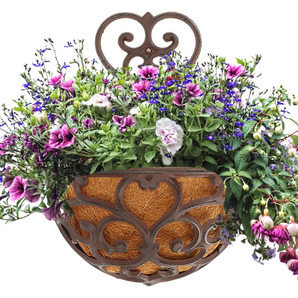 half basket hanging planter Half-Round Cast Iron Garden Wall Planter