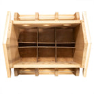 Interior of the cedar purple martin house, you can see all of the bottome compartments