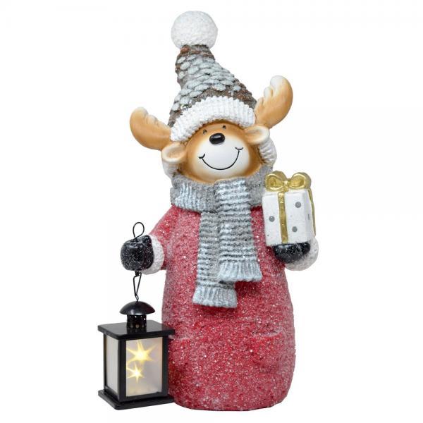 Santa Door Greeters with LED Lanterns Lighted Festive Holiday Decor