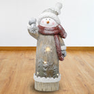 LED Winter Snowman Door Greeter with glowing lights, wearing a scarf and top hat, adding a festive and illuminated touch to your holiday entrance