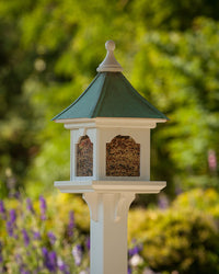 Copper Roof Bird Feeder Large Capacity with Post Mount